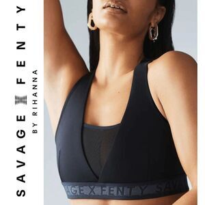 SAVAGE X FENTY Main Player Medium-Impact Black Sports Bra SIZE S NEW WITH TAGS
